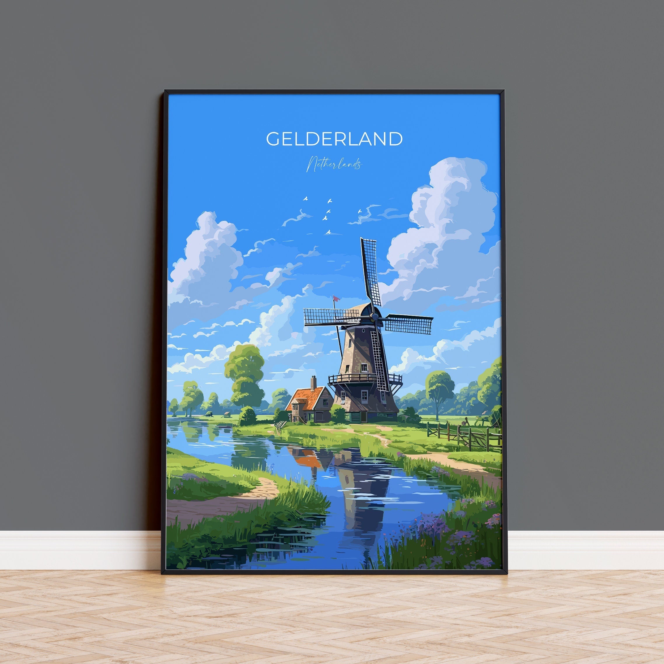 Gelderland Travel Poster, Travel Print of Gelderland, Netherlands, Dutch Art, Gelderland Gift, Wall Art Print NQ Media Designs