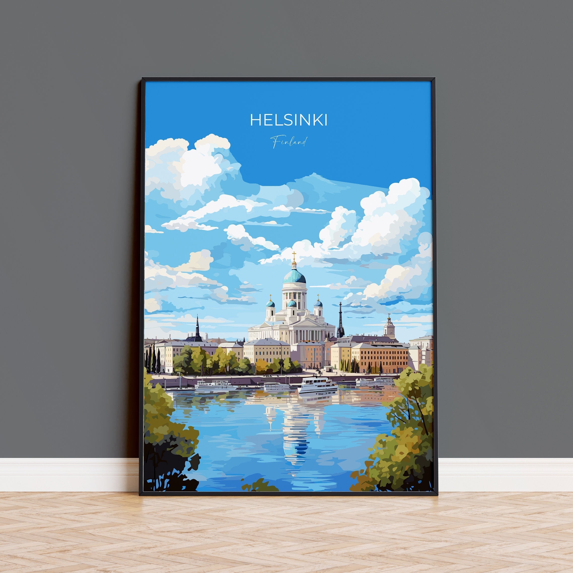 Helsinki Poster, Travel Print of Helsinki, Finland, Helsinki Art Gift, Finland Gift Art, Landscape Wall Art Print NQ Media Designs
