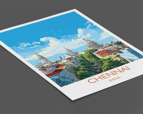 Chennai Travel Print, Travel Poster of Chennai, India, Chennai Art Gift, Wall Art Print