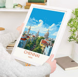 Chennai Travel Print, Travel Poster of Chennai, India, Chennai Art Gift, Wall Art Print NQ Media Designs