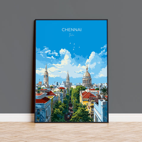 Chennai Poster, Travel Print of Chennai, India, Chennai Art Gift, Wall Art Print