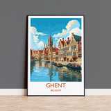 Ghent Poster, Travel Print of Ghent, Ghent Gift Art, Belgium Wall Art, Travel Gift NQ Media Designs