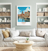 Ghent Poster, Travel Print of Ghent, Ghent Gift Art, Belgium Wall Art, Travel Gift NQ Media Designs