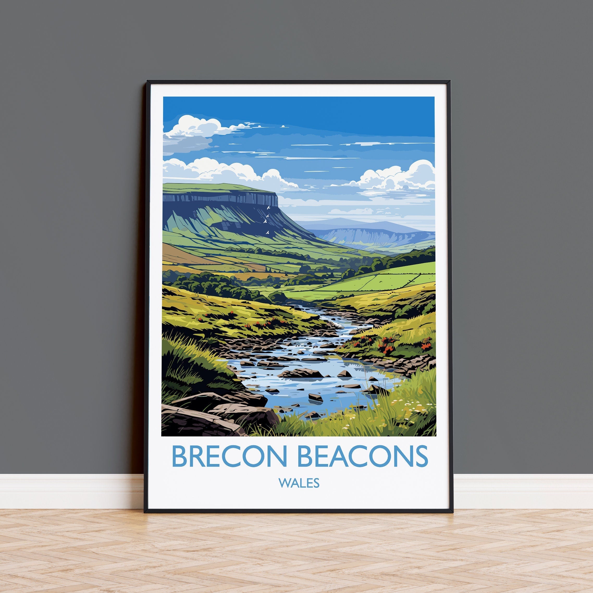 Brecon Beacons Travel Print, Brecon Beacons Travel Poster, Wales, Welsh Art, Brecon Beacons Gift, Wall Art Print NQ Media Designs