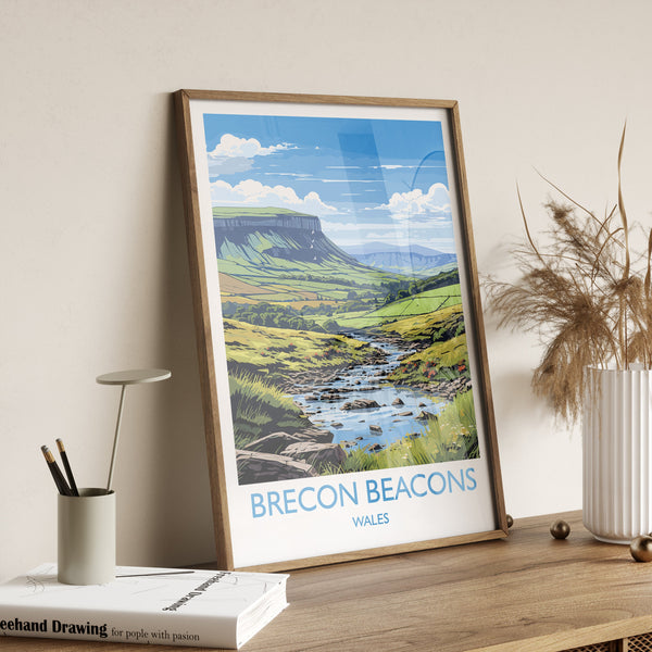 Brecon Beacons Travel Print, Brecon Beacons Travel Poster, Wales, Welsh Art, Brecon Beacons Gift, Wall Art Print