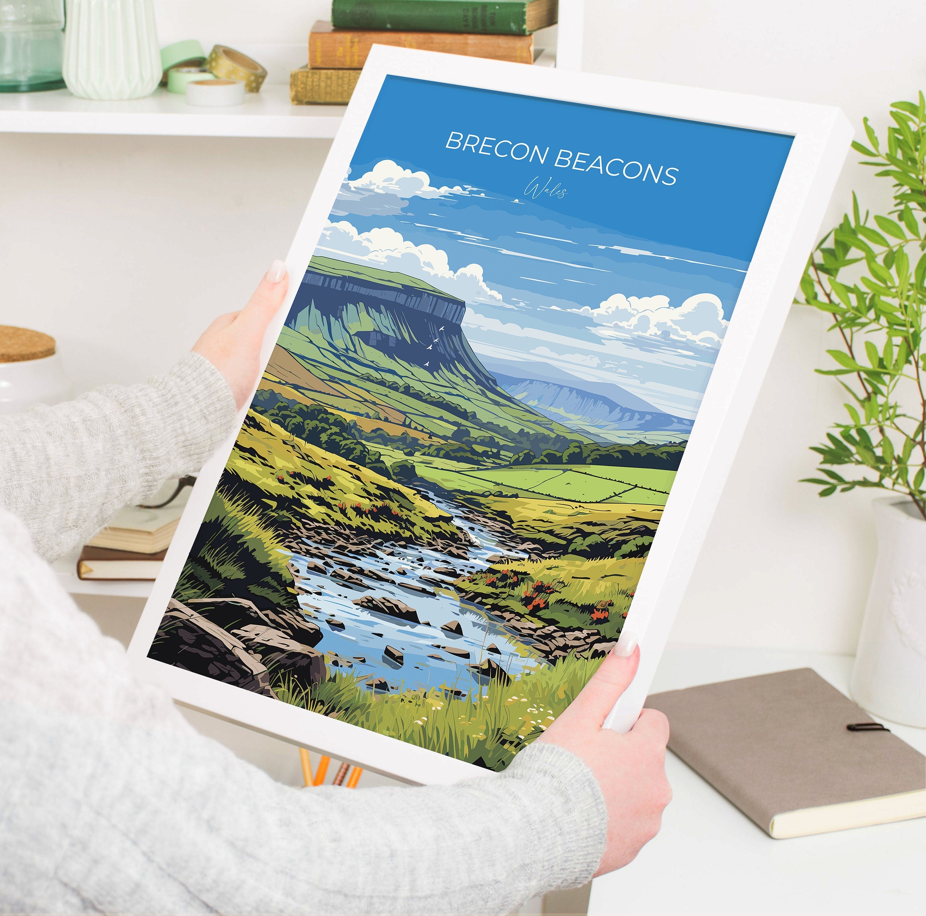 Brecon Beacons Poster, Brecon Beacons Travel Print, Wales, Welsh Art, Brecon Beacons Gift, Wall Art Print NQ Media Designs