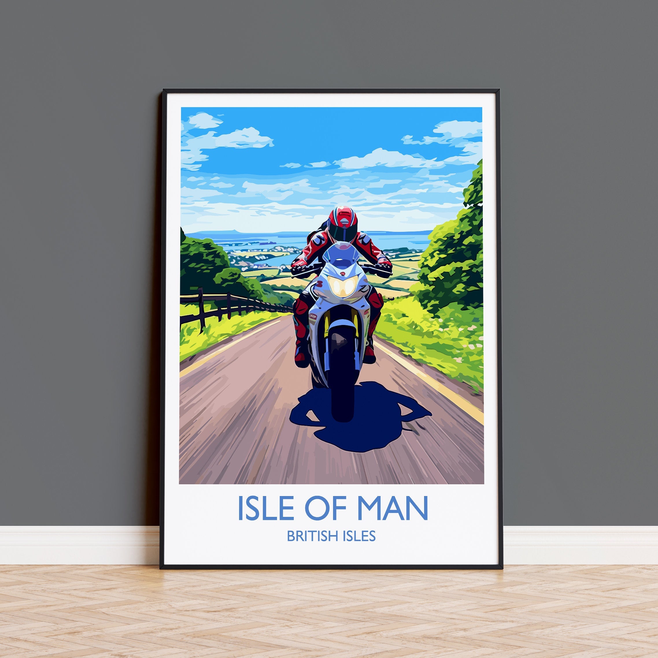 Isle of Man Motorbike Print, Travel Poster of Isle of Man, Motorbike Racing, Isle of Man Art Gift,British Isles Wall Art Print NQ Media Designs