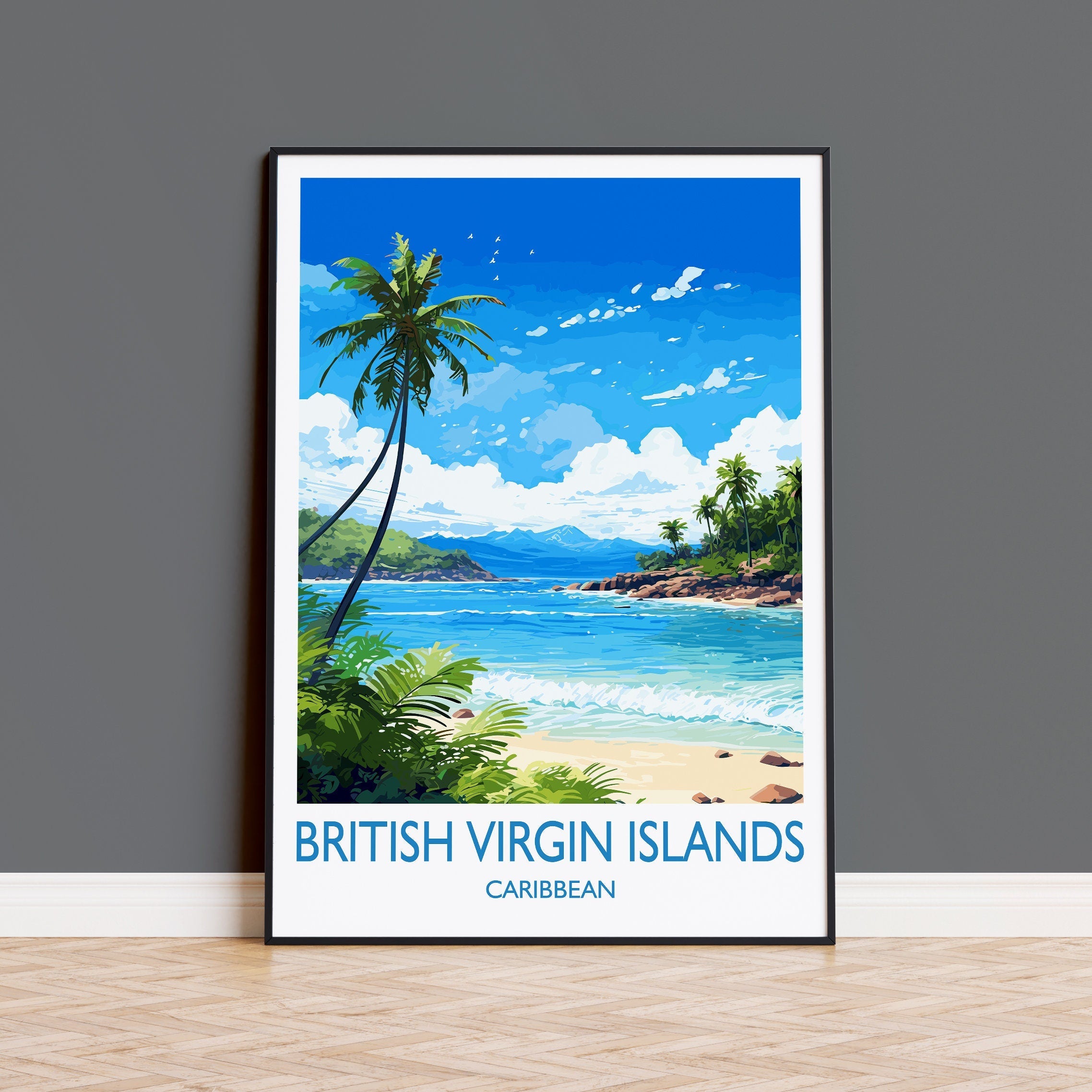 British Virgin Islands Travel Print, Travel Poster of British Virgin Islands , Caribbean, British Virgin IslandsGift, Wall Art Print NQ Media Designs