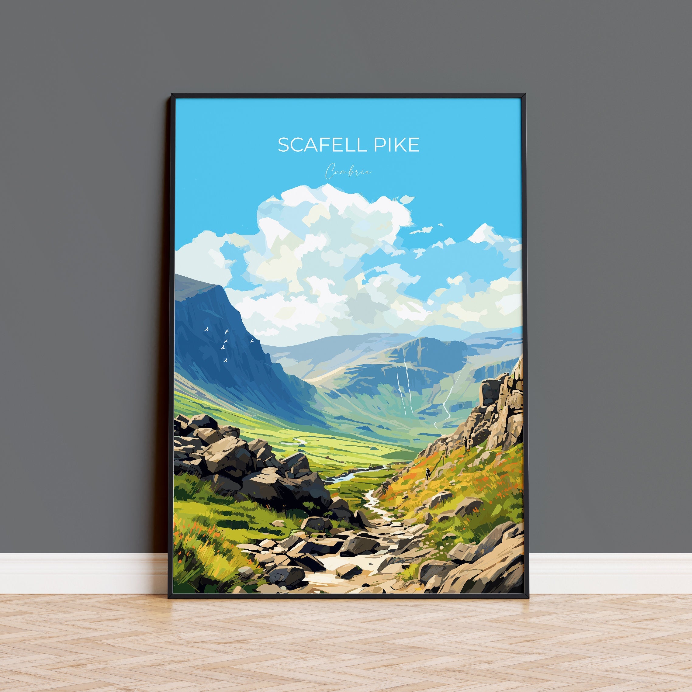 Scafell Pike Print, Scafell Pike Travel Poster, England, Cumbria Art, Scafell Pike Gift, Lake District Gift, Wall Art Print NQ Media Designs