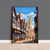 Chester Travel Print, Chester Travel Poster, England, Cheshire Art, Chester Gift, Wall Art Print