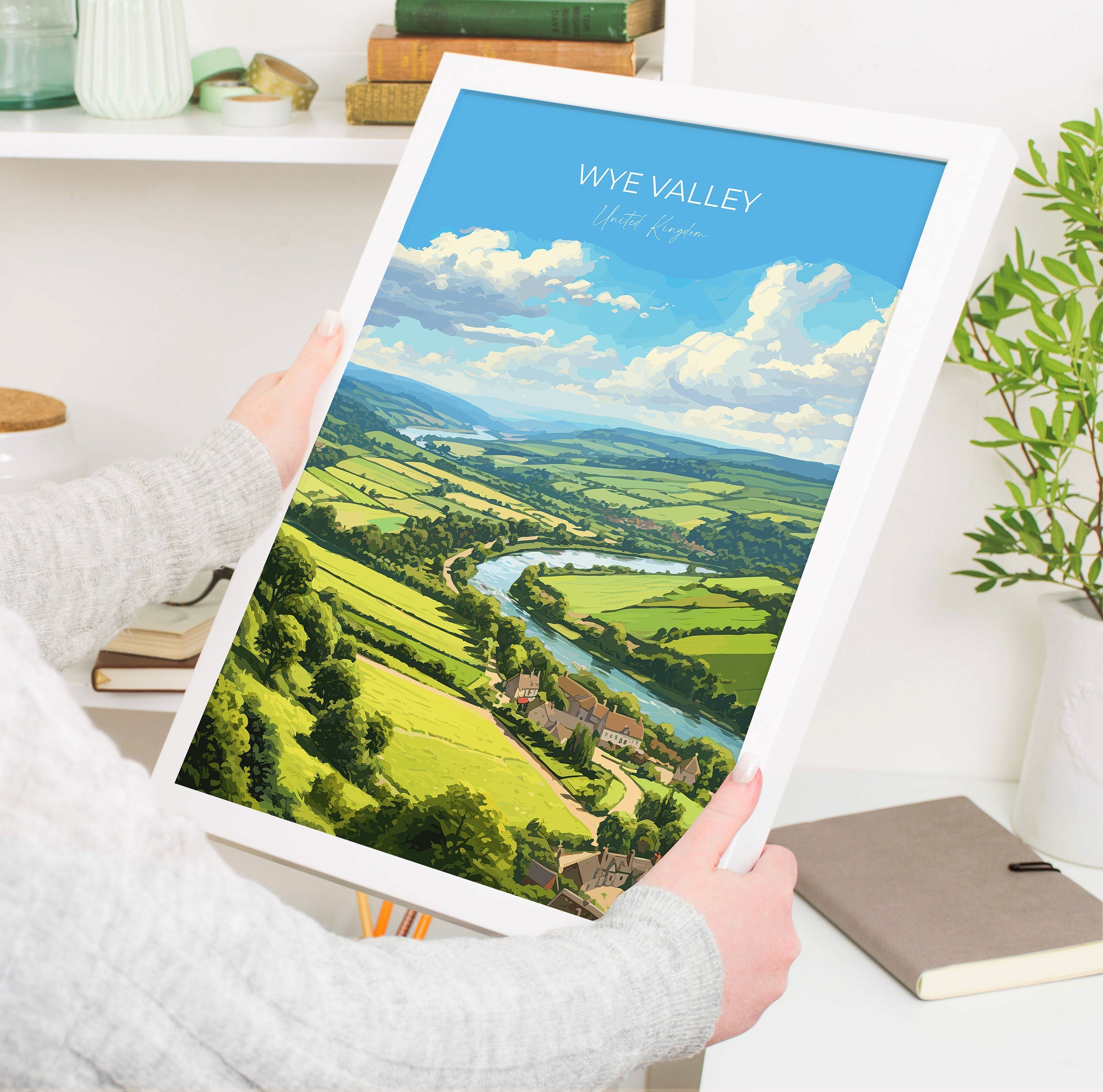 Wye Valley Poster, Travel Print of Wye Valley, UK, Wye Valley Art, Wye Valley Gift, Wall Art Print NQ Media Designs
