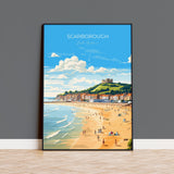 Scarborough Beach Travel Print, Travel Poster of Scarborough, North Yorkshire Gift, England, Norfolk Art, Scarborough Gift, Wall Art Print NQ Media Designs