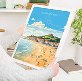 Scarborough Beach Travel Print, Travel Poster of Scarborough, North Yorkshire Gift, England, Norfolk Art, Scarborough Gift, Wall Art Print NQ Media Designs