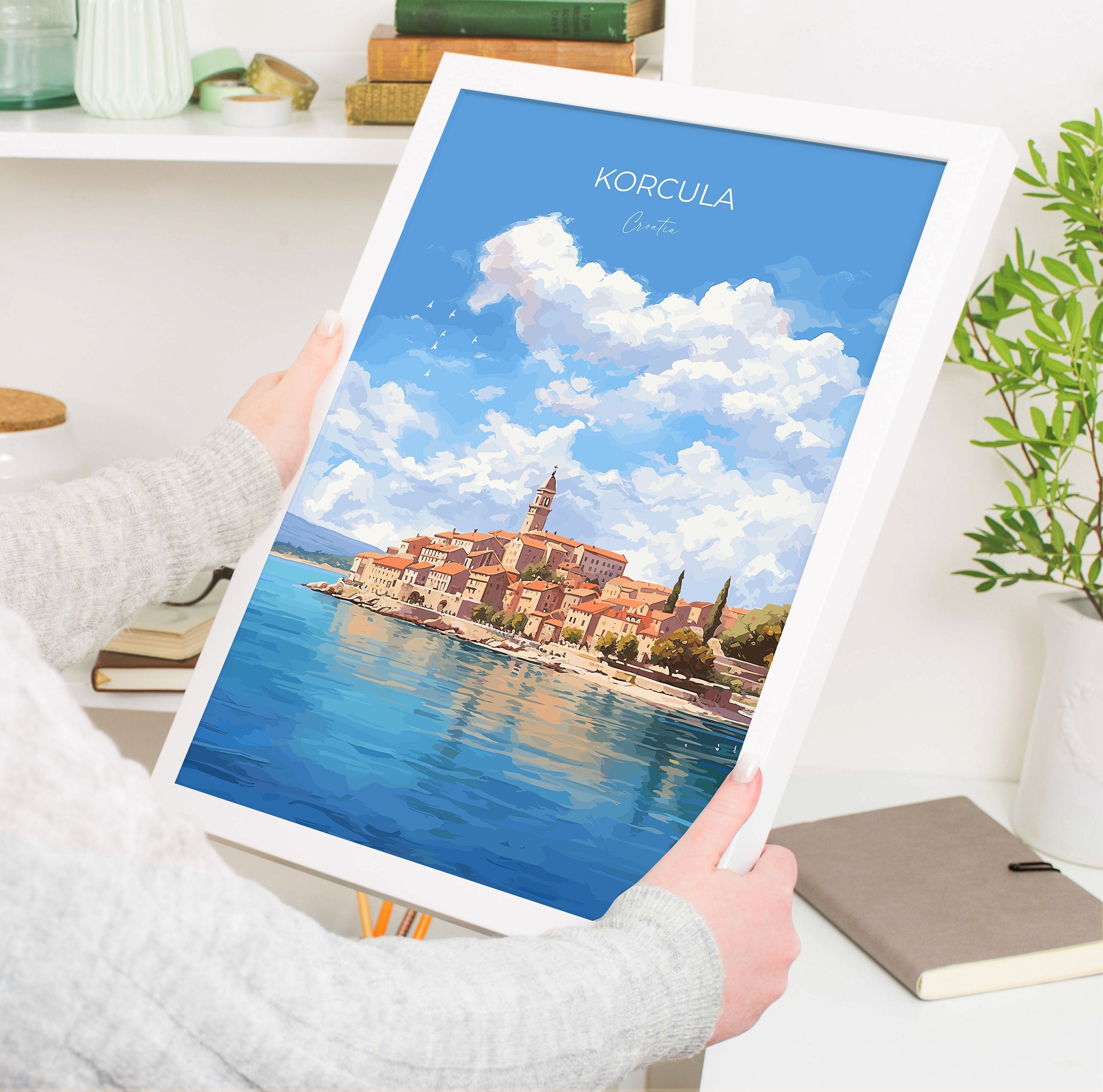 Korcula Travel Print, Travel Poster of Korcula, Croatia, Korcula Art, Korcula Gift, Wall Art Print NQ Media Designs