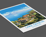 Lake Geneva Travel Print, Travel Poster of Lake Geneva ,Lake GenevaArt Print, Switzerland Wall Print, Geneva Gift,Lake Geneva Artwork NQ Media Designs