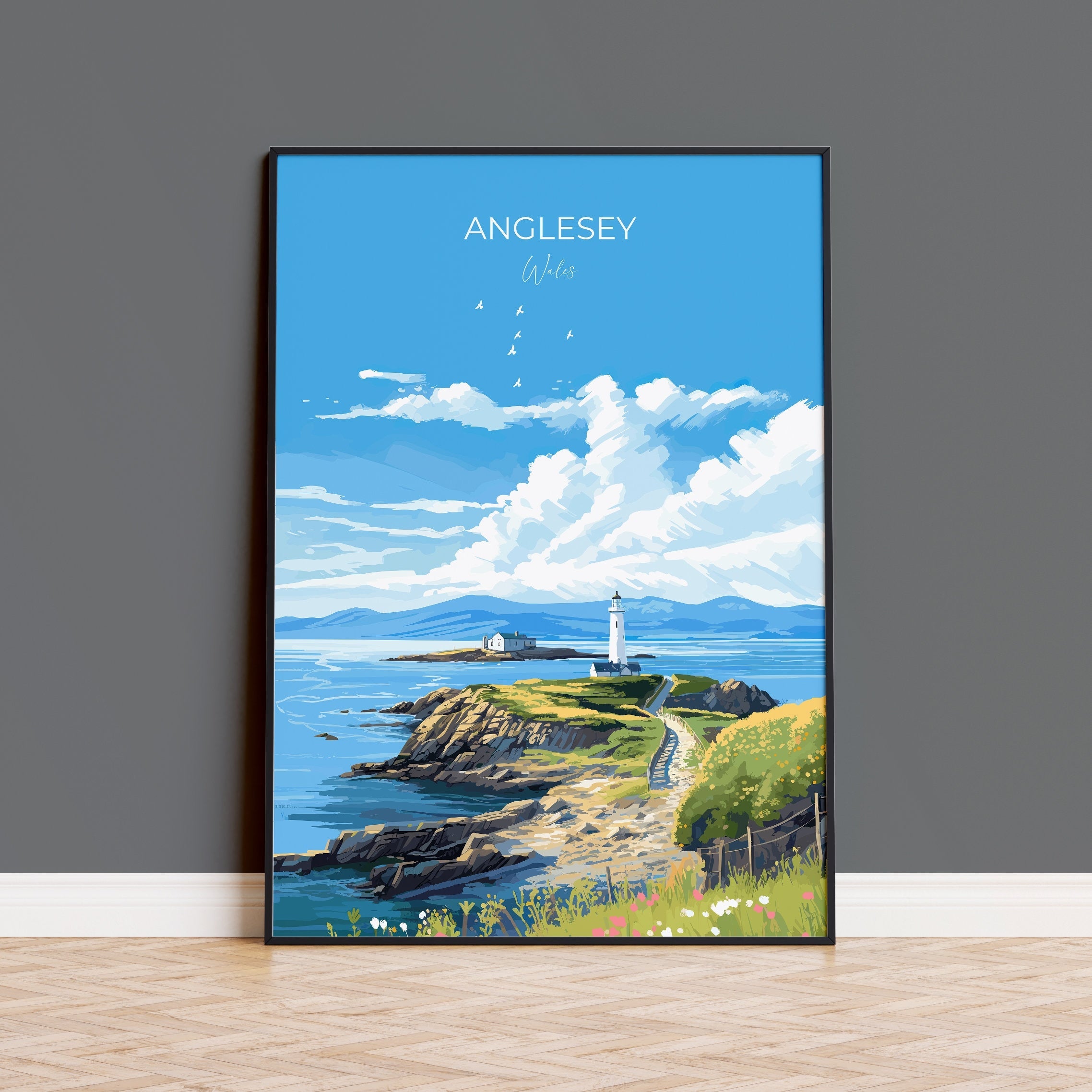 Anglesey Travel Print, Anglesey Travel Poster, Wales, Welsh Art, Anglesey Gift, Wall Art Print NQ Media Designs