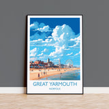 Great Yarmouth Travel Print, Travel Poster of Great Yarmouth , Norfolk Gift, England, Norfolk Art, Great Yarmouth Gift, Wall Art Print NQ Media Designs