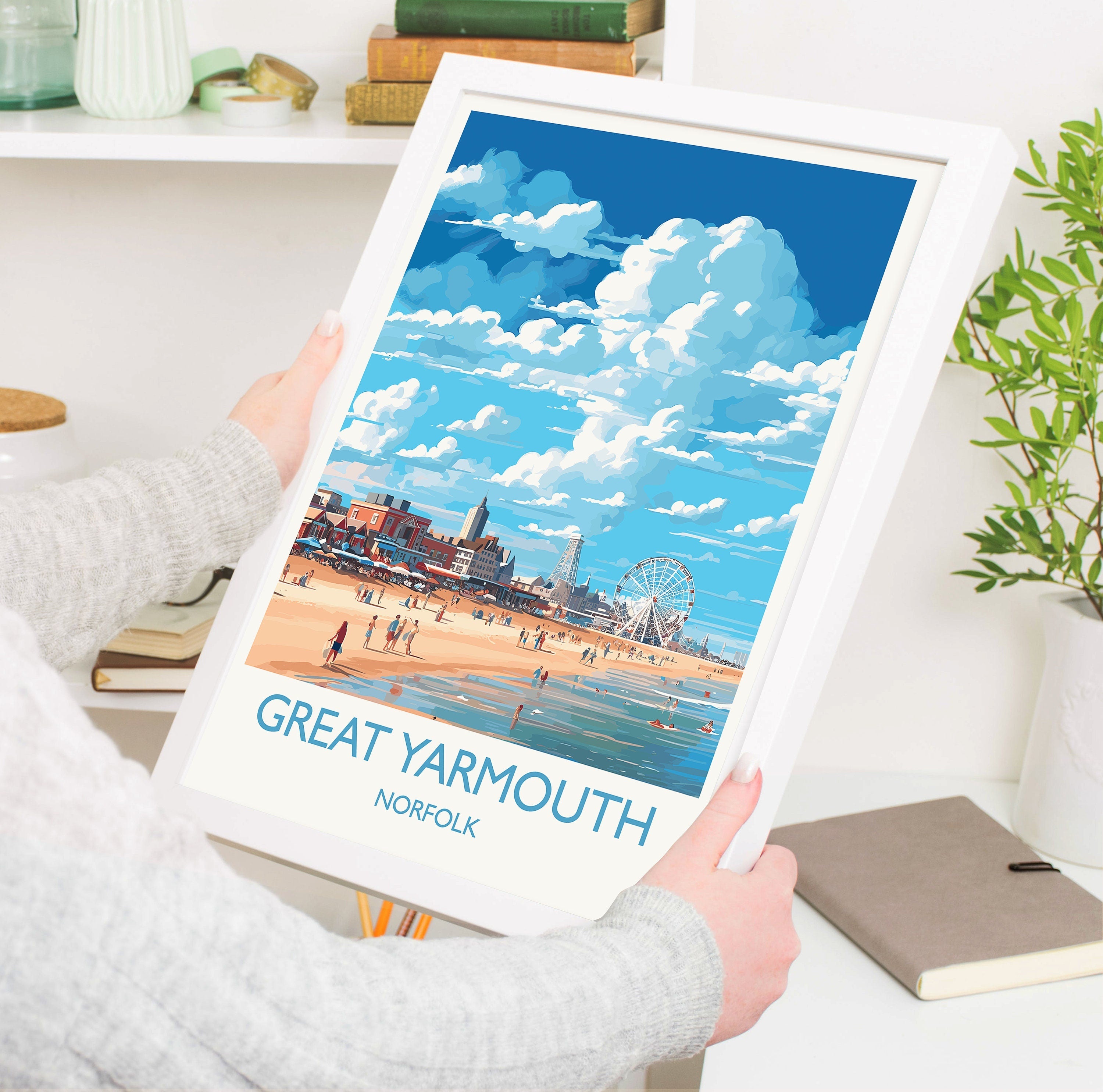 Great Yarmouth Travel Print, Travel Poster of Great Yarmouth , Norfolk Gift, England, Norfolk Art, Great Yarmouth Gift, Wall Art Print NQ Media Designs