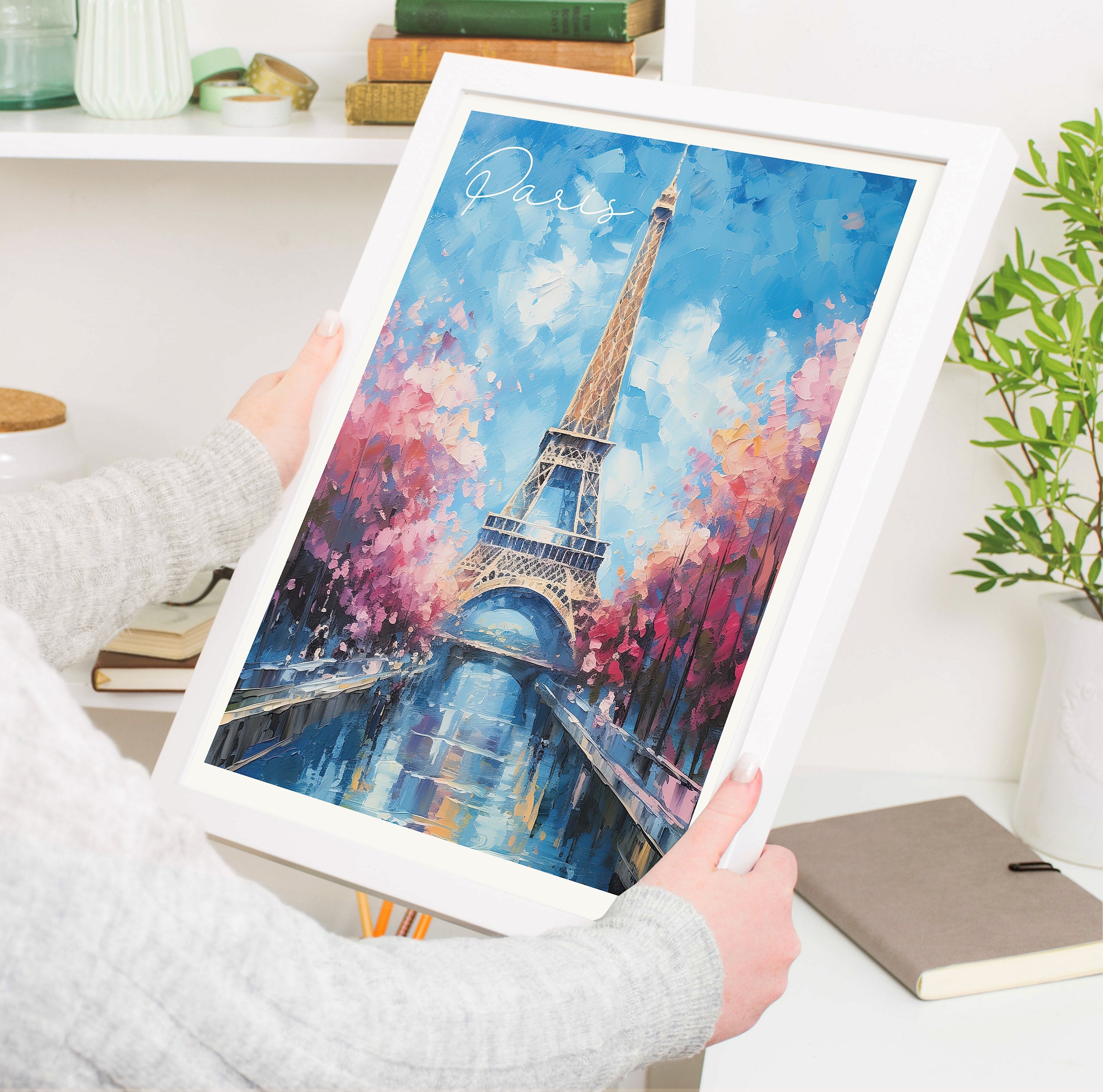 Paris Print, Travel Poster of Eiffel Tower Paris Abstract Art , Paris Art Gift, France, Wall Art Print NQ Media Designs