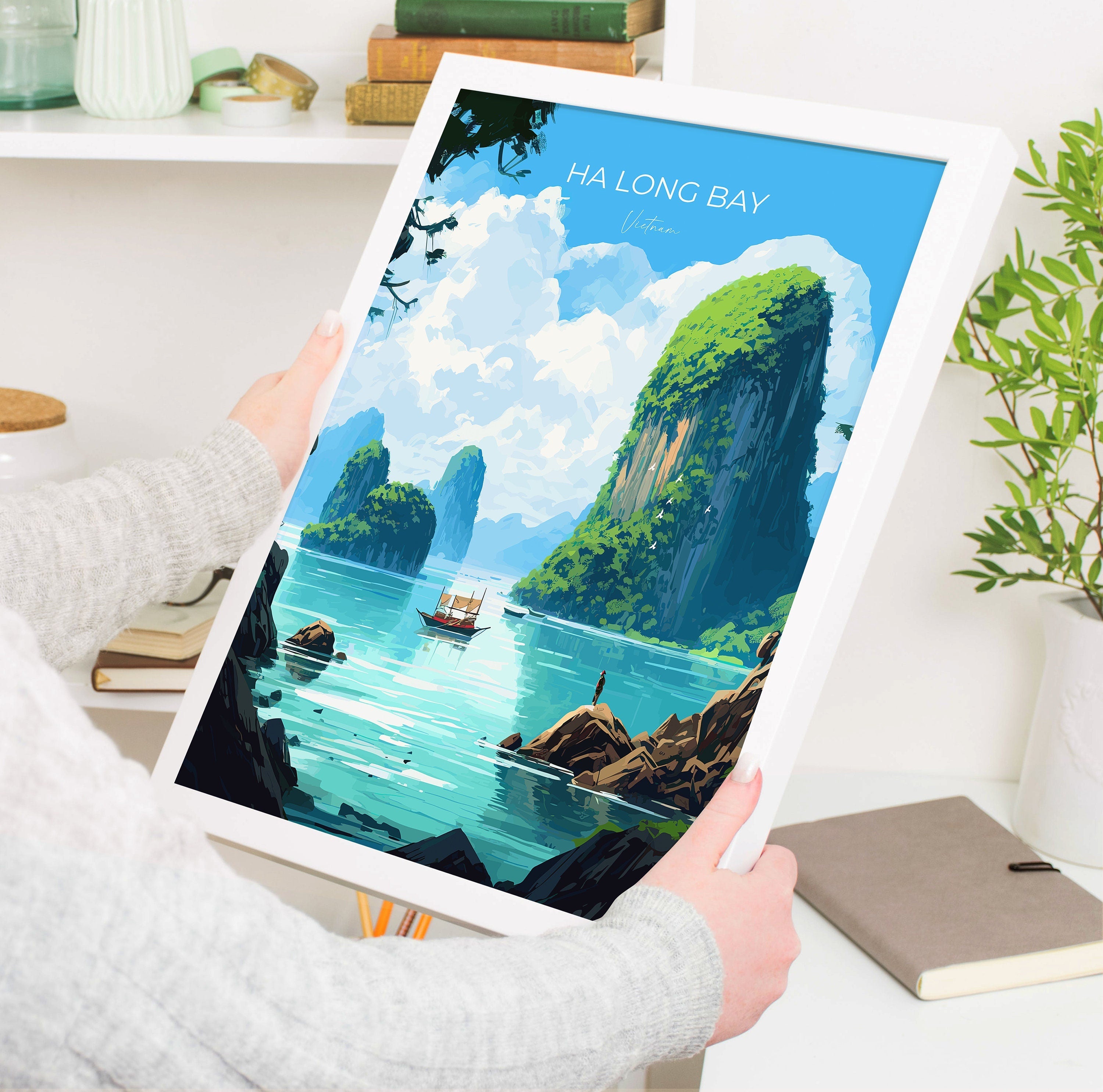 Ha Long Bay Poster, Travel Print of Ha Long Bay, Vietnam, Asia, Ha Long Bay Gift, Vietnam Gift, Wall Art Print NQ Media Designs