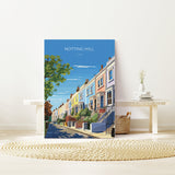 Notting Hill Travel Poster Wall Art, Travel Print of Notting Hill, London Poster, Notting Hill Art Gift, London UK Travel Gift NQ Media Designs