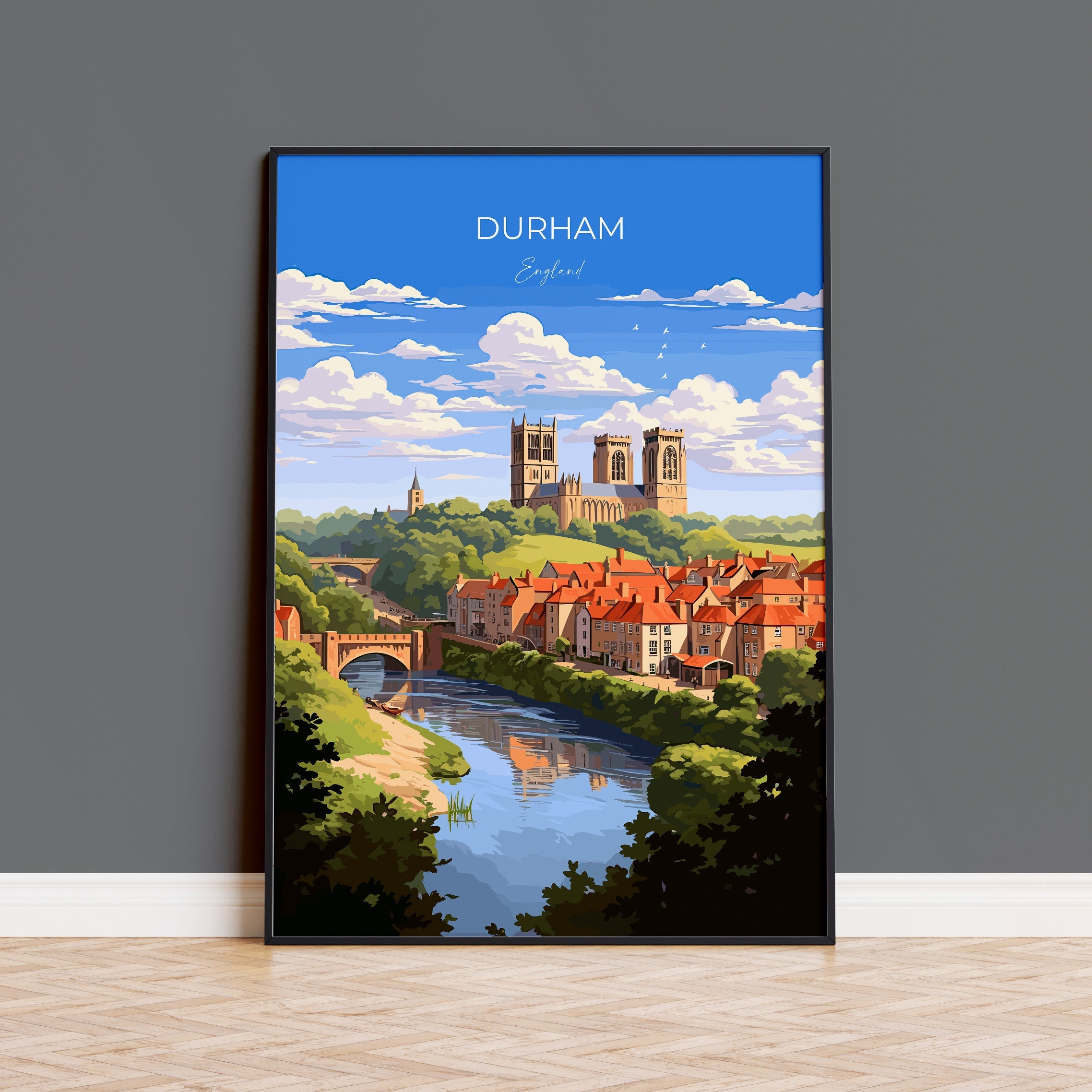 Durham Travel Print, Travel Poster of Durham, County Durham, England, Durham Art, Durham Gift, Wall Art Print NQ Media Designs