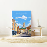 Bury St Edmunds Travel Print, Travel Poster of Bury St Edmunds, Suffolk, England, Suffolk Art, Bury St Edmunds Gift, NQ Media Designs