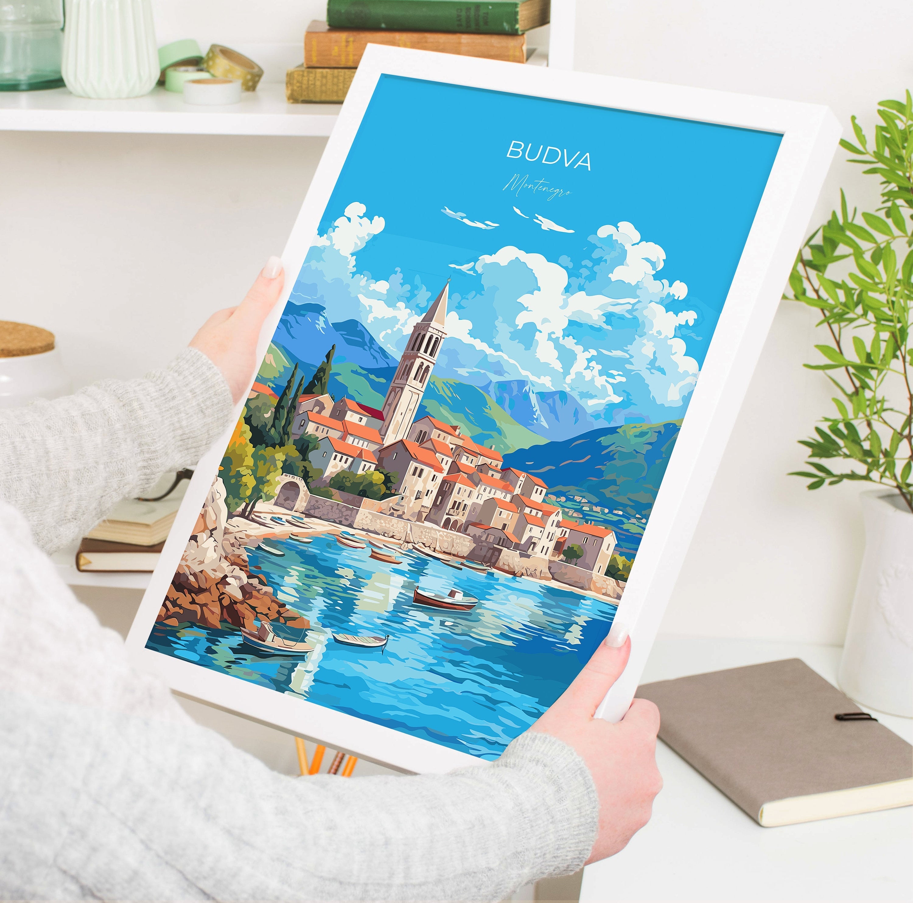 Budva Travel Poster, Budva Travel Print, Montenegro Art Gift, Europe Art, Budva Gift, Wall Art Print NQ Media Designs