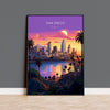 San Diego Travel Poster, Travel Print of San Diego, California, San Diego Gift, USA Gift, Wall Art Print NQ Media Designs