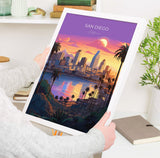 San Diego Travel Poster, Travel Print of San Diego, California, San Diego Gift, USA Gift, Wall Art Print NQ Media Designs