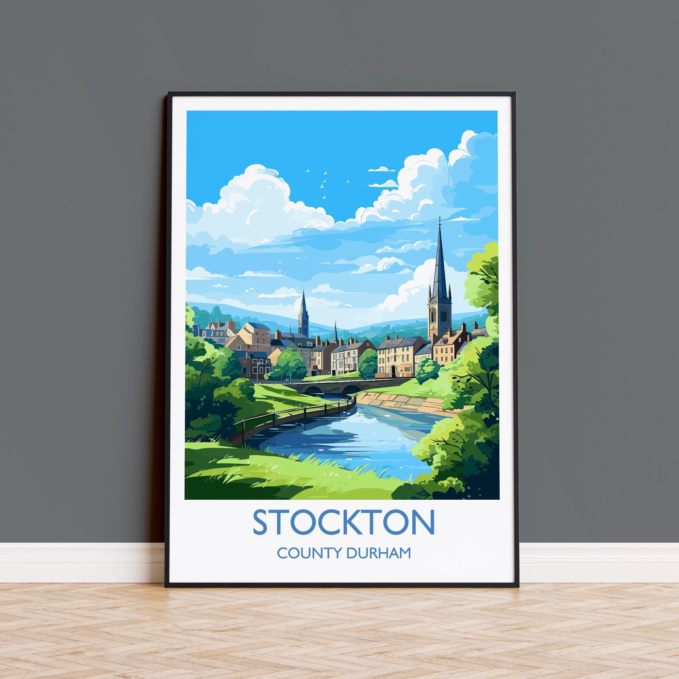 Stockton Print Travel Wall Art, Travel Poster of Stockton on Tees,Stockton Art Print, County Durham Wall Print, Stockton Gift, NQ Media Designs