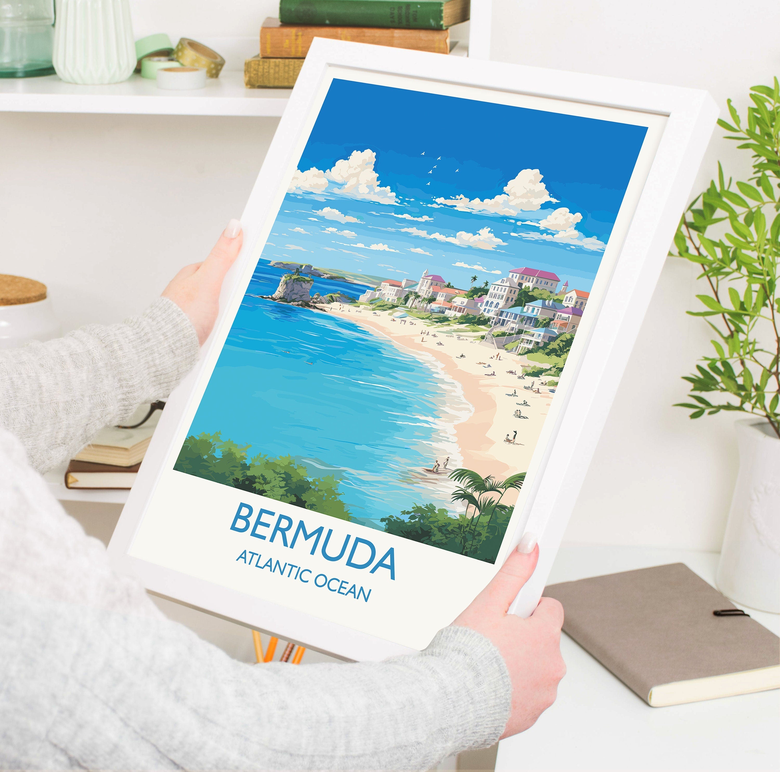 Bermuda Poster, Travel Print of Bermuda, Atlantic Ocean, Bermuda Gift, Bermuda Wall Art, Travel Gift NQ Media Designs