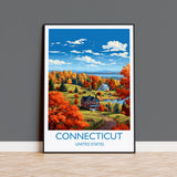 Connecticut Poster, Travel Print of Connecticut, Connecticut State, USA, Travel Gift NQ Media Designs