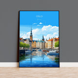 Oslo Travel Print, Travel Poster of Oslo, Norway, Oslo Gift, Norway Wall Art, Travel Gift NQ Media Designs