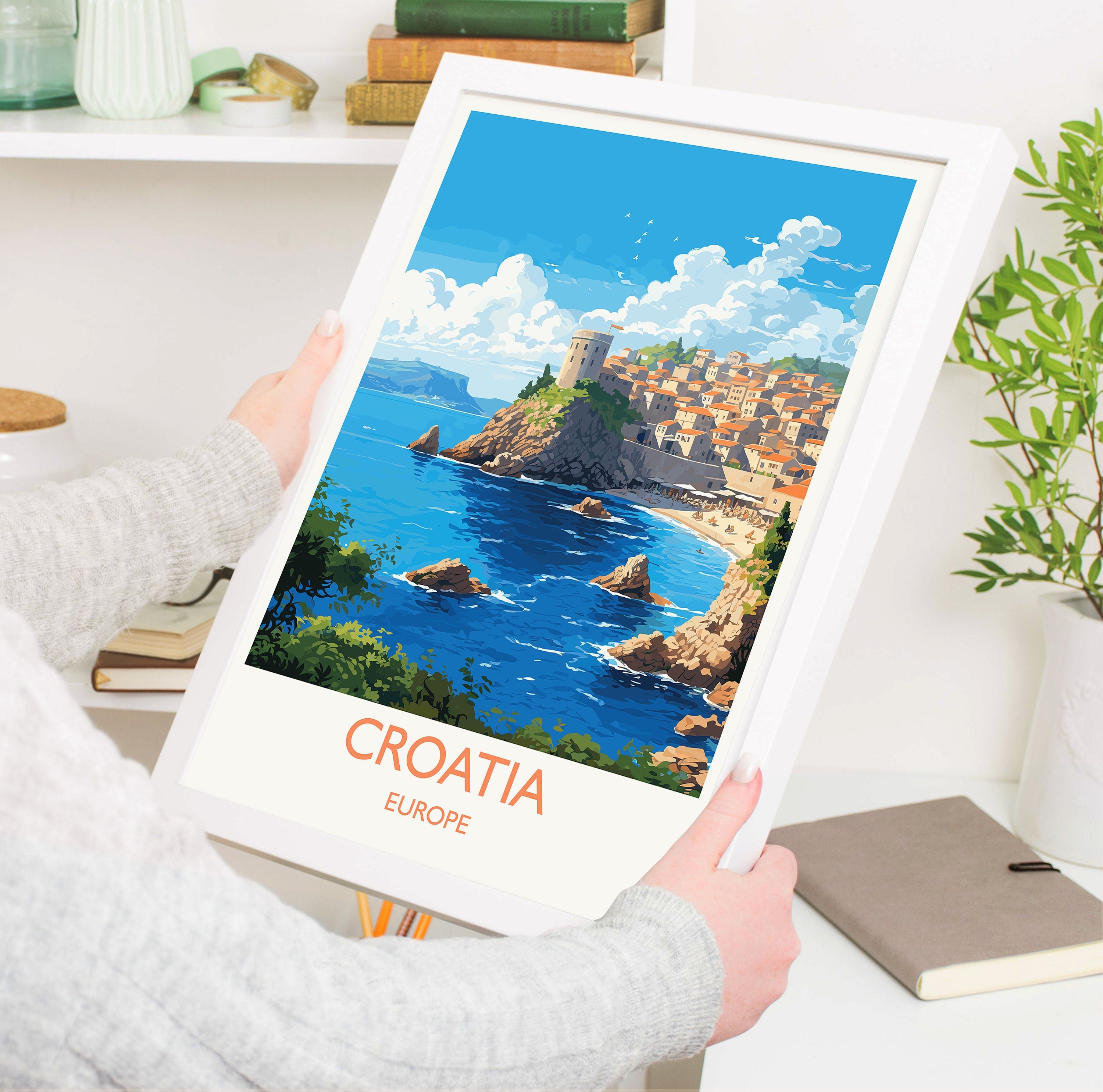 Croatia Poster, Travel Print of Croatia, Croatia Art Gift, Dalmatian coast gift, Europe Wall Art, Travel Gift NQ Media Designs