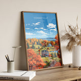 Connecticut Print, Travel Poster of Connecticut, Connecticut Art Gift, USA, Travel Gift NQ Media Designs