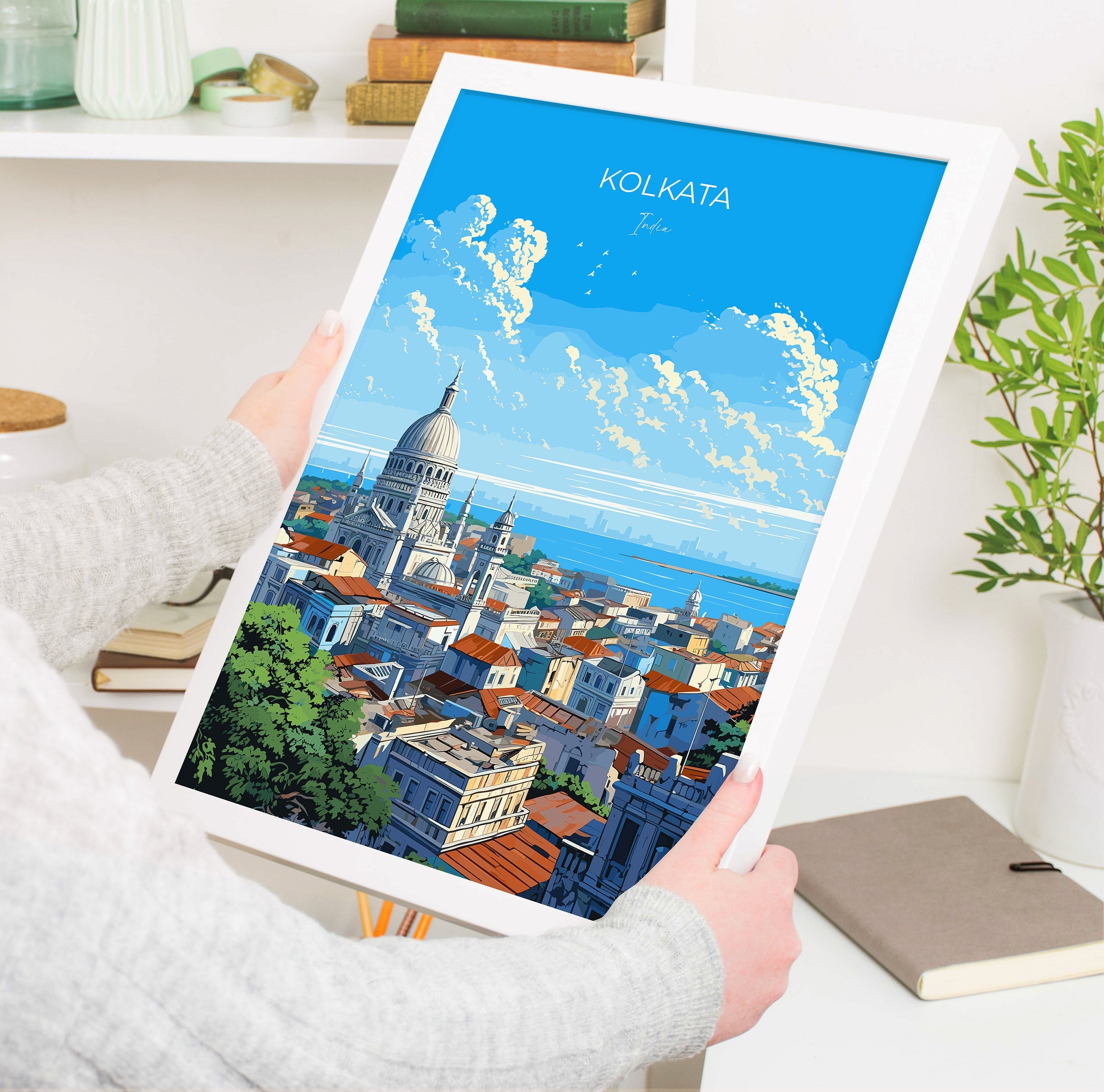 Kolkata Travel Print Wall Art, Travel Poster of Kolkata, India, Kolkata Art Gift, India Wall Art Print Gift NQ Media Designs