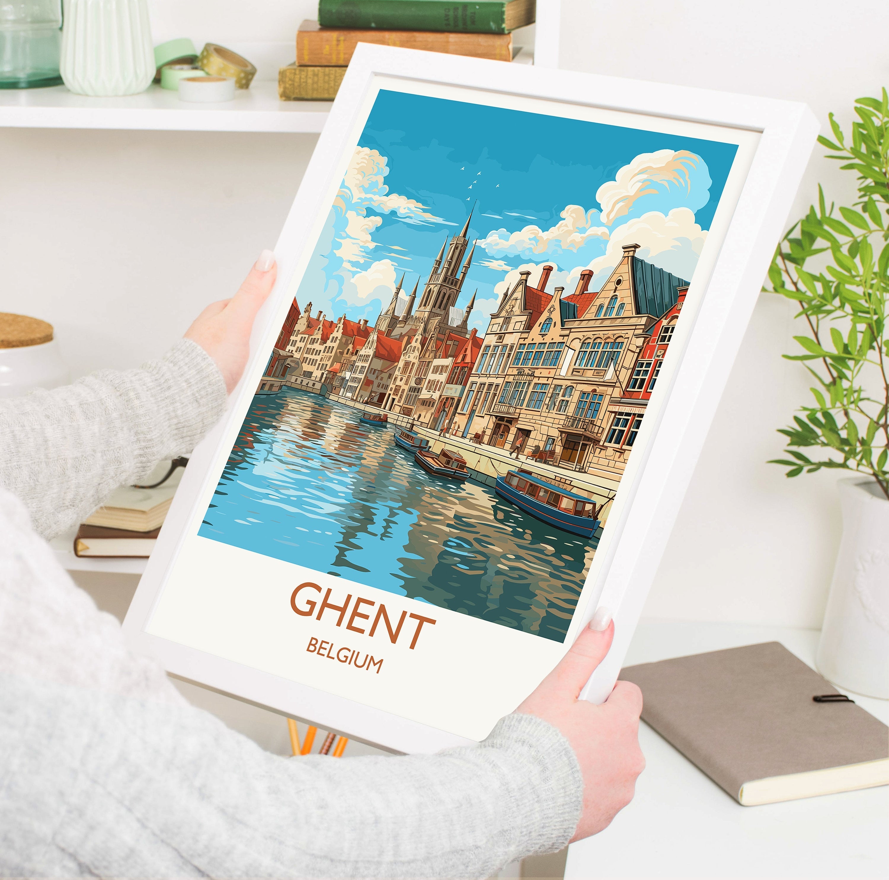 Ghent Poster, Travel Print of Ghent, Ghent Gift Art, Belgium Wall Art, Travel Gift NQ Media Designs