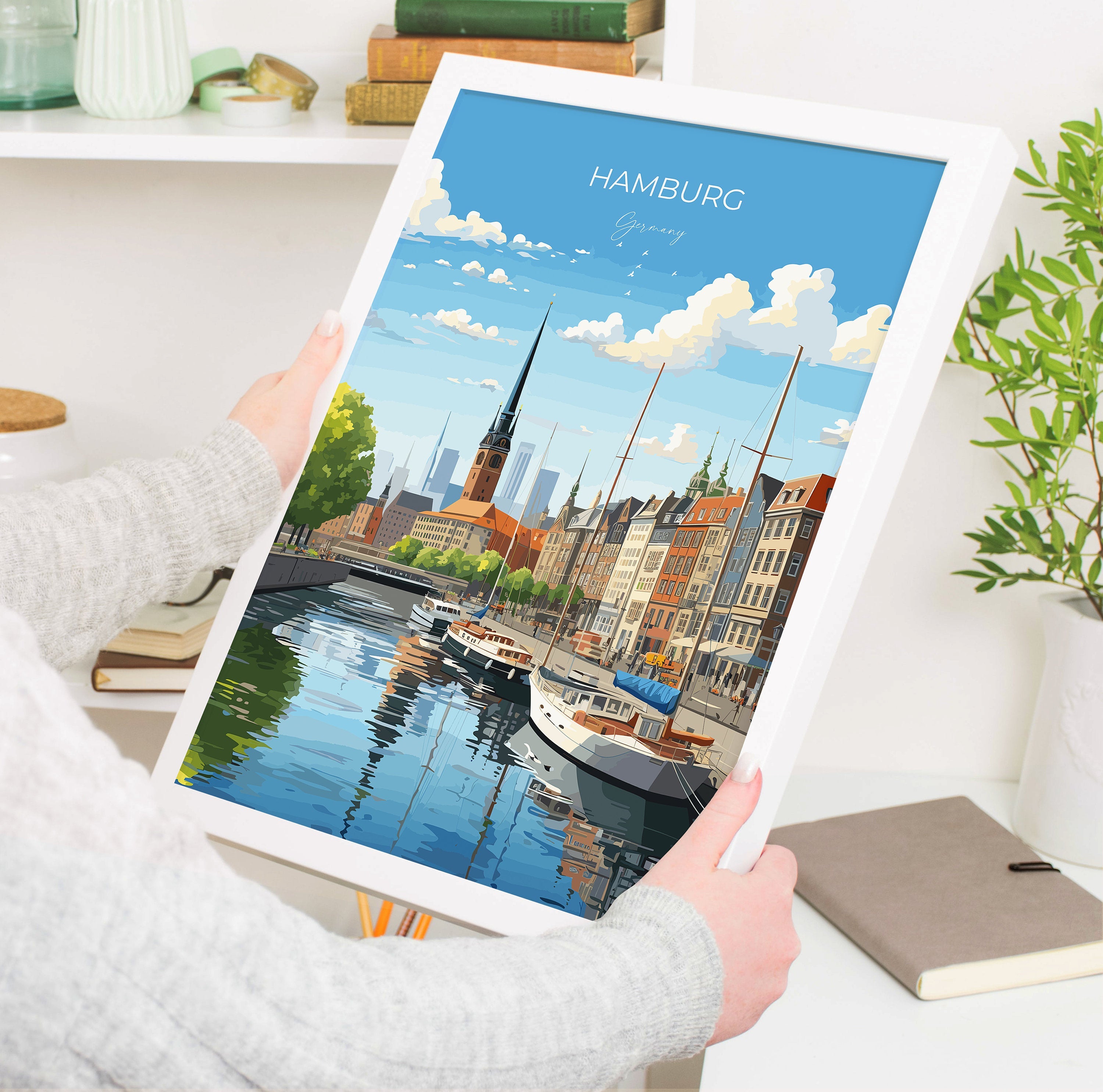 Hamburg Travel Print Wall Art, Travel Poster of Hamburg, Hamburg Gift Art, Germany Wall Decor Art, Travel Gift NQ Media Designs