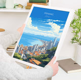 Penang Travel Poster Wall Art, Travel Print of Penang, Malaysia, Penang Art Gift, Wall Art Travel Gift NQ Media Designs