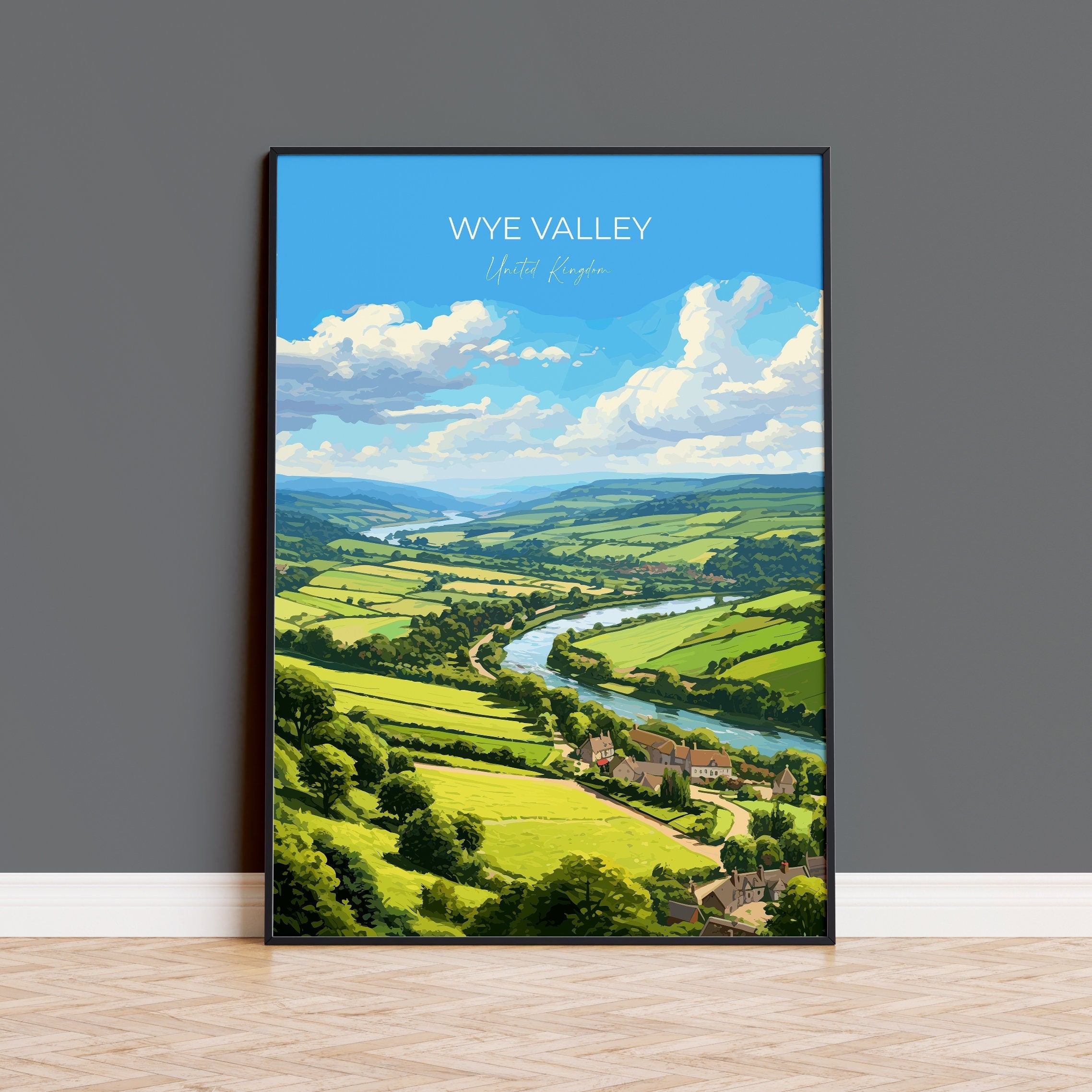 Wye Valley Poster, Travel Print of Wye Valley, UK, Wye Valley Art, Wye Valley Gift, Wall Art Print NQ Media Designs