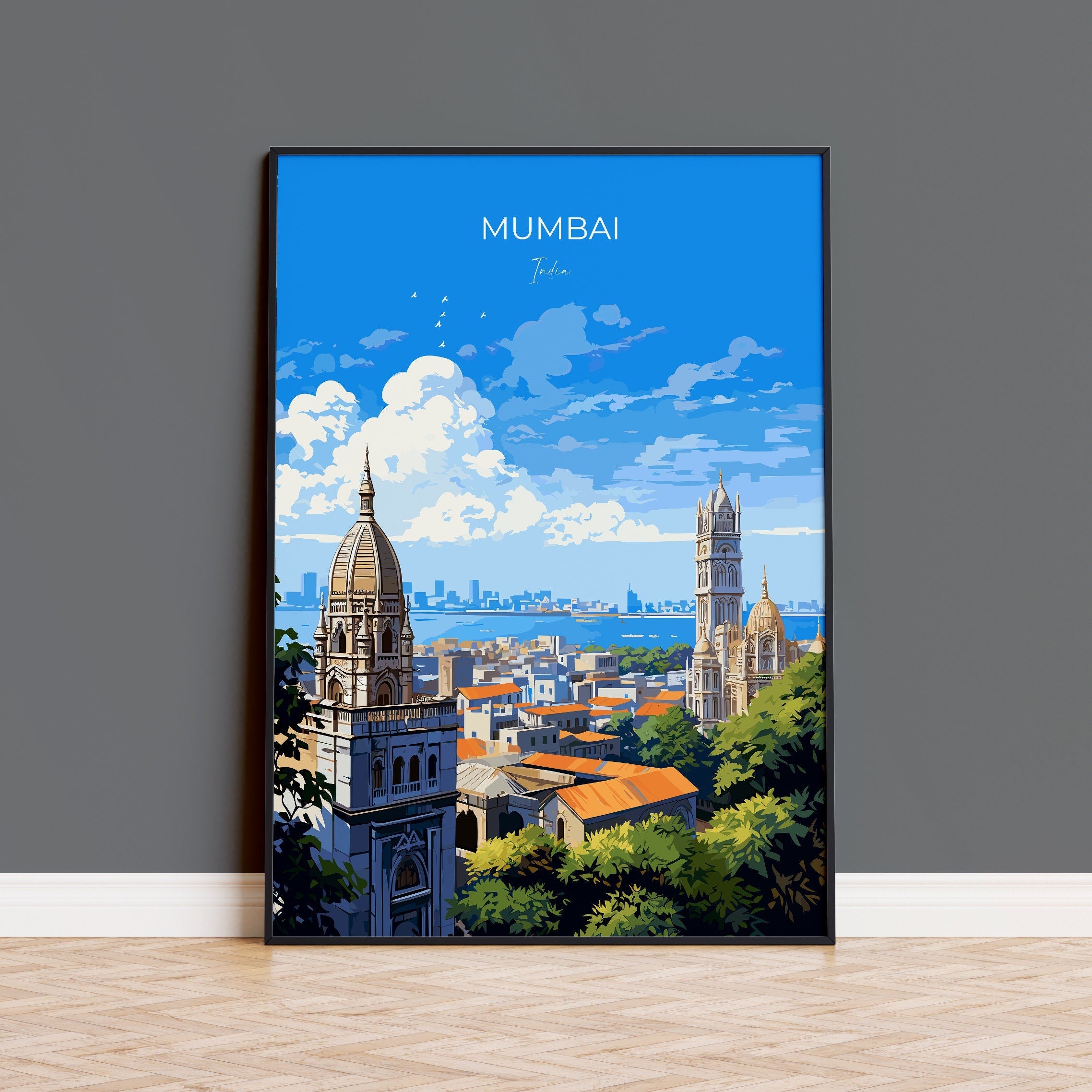 Mumbai Poster, Travel Print of Mumbai, India, Mumbai Art Gift, Wall Art Print NQ Media Designs