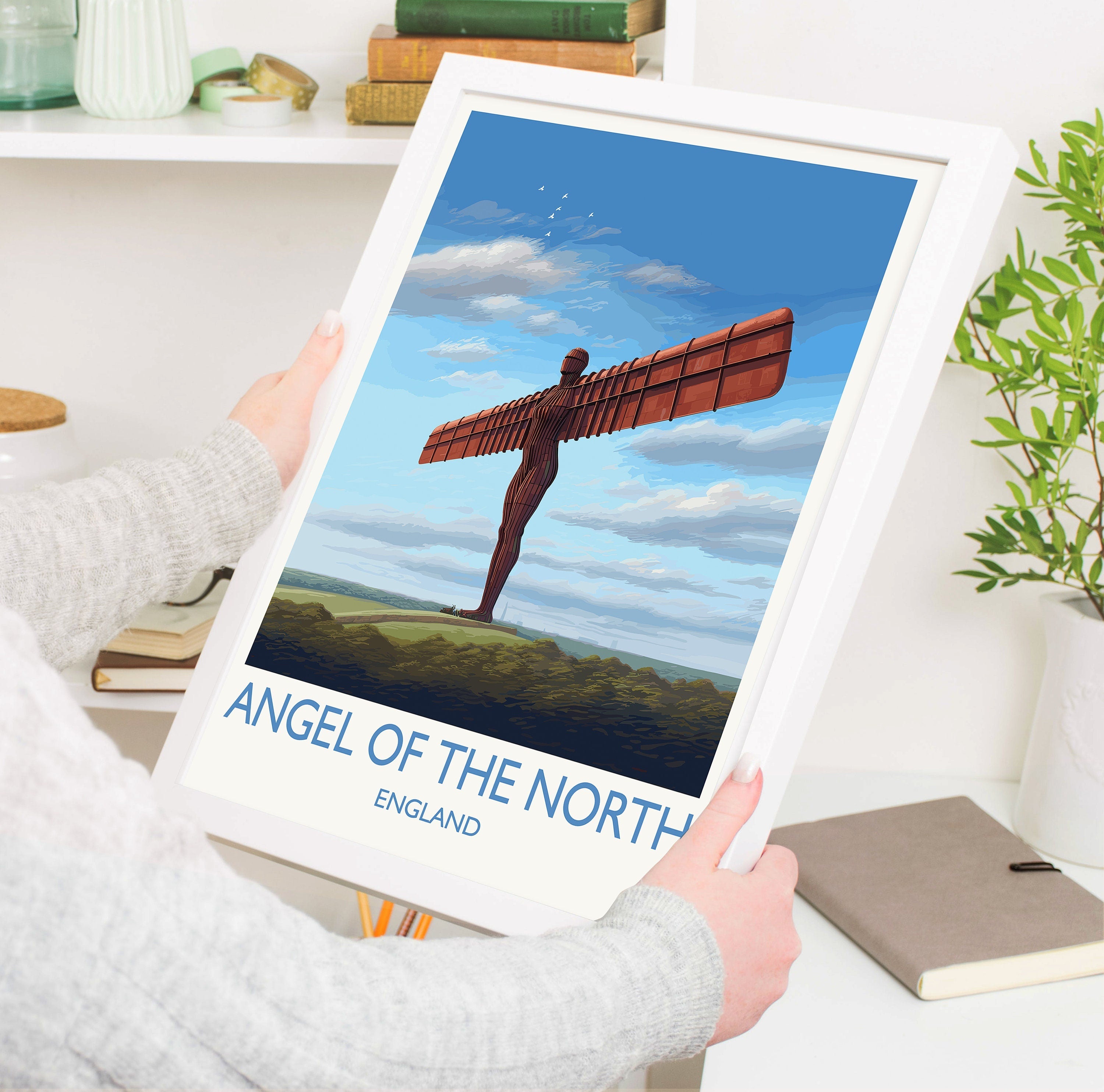 Angel of the North Travel Print Wall Art, Travel Poster of Angel of the North, England, Angel of the North Art Gift, Wall Art Print NQ Media Designs