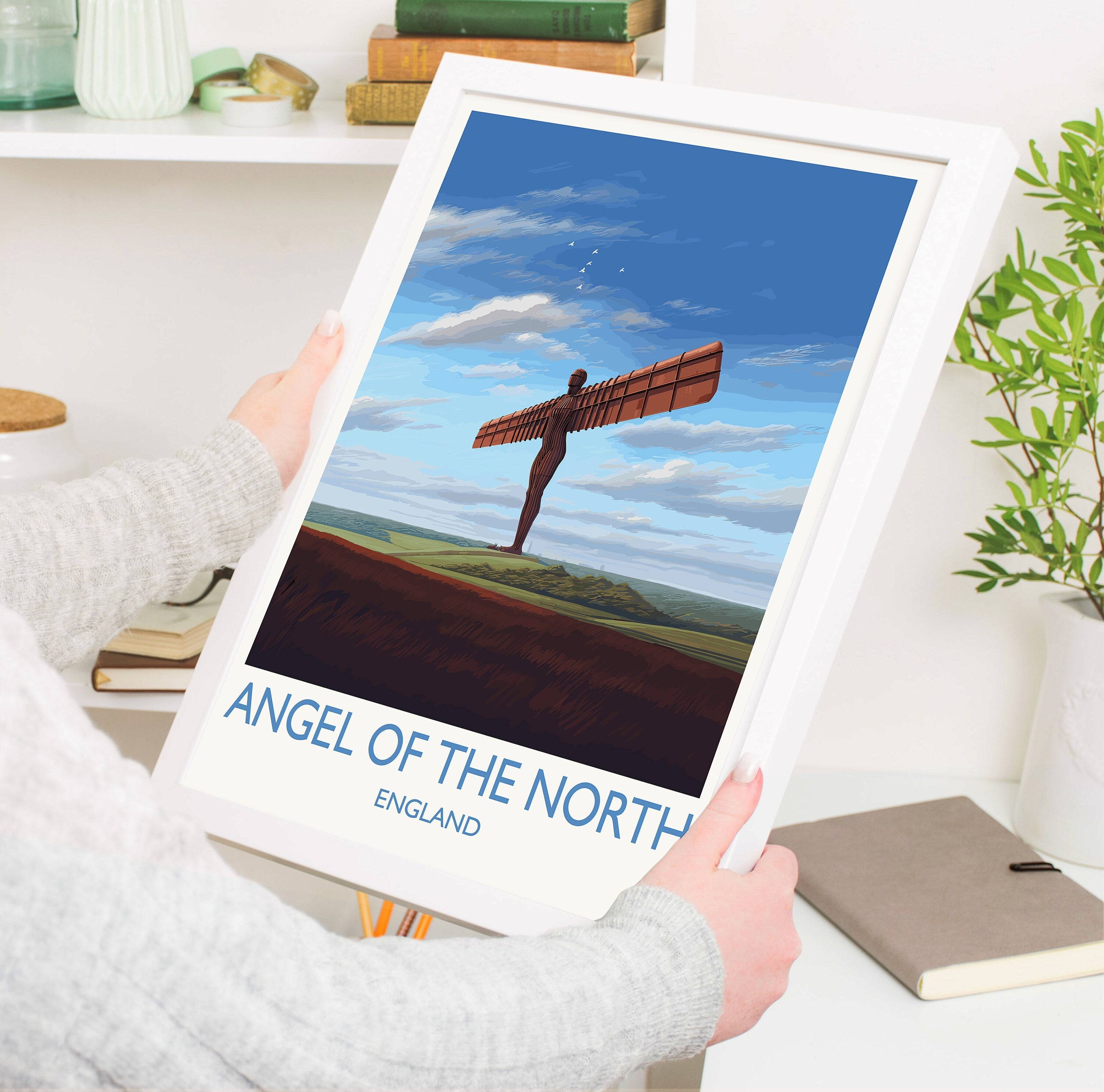 Angel of the North Poster Wall Art, Travel Print of Angel of the North, England, Angel of the North Art Gift, Wall Art Print NQ Media Designs