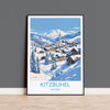 Kitzbuhel Wall Art Travel Poster, Travel Print of Kitzbuhel, Ski Poster, Kitzbuhel Art Gift, Austria Ski Art Travel Gift