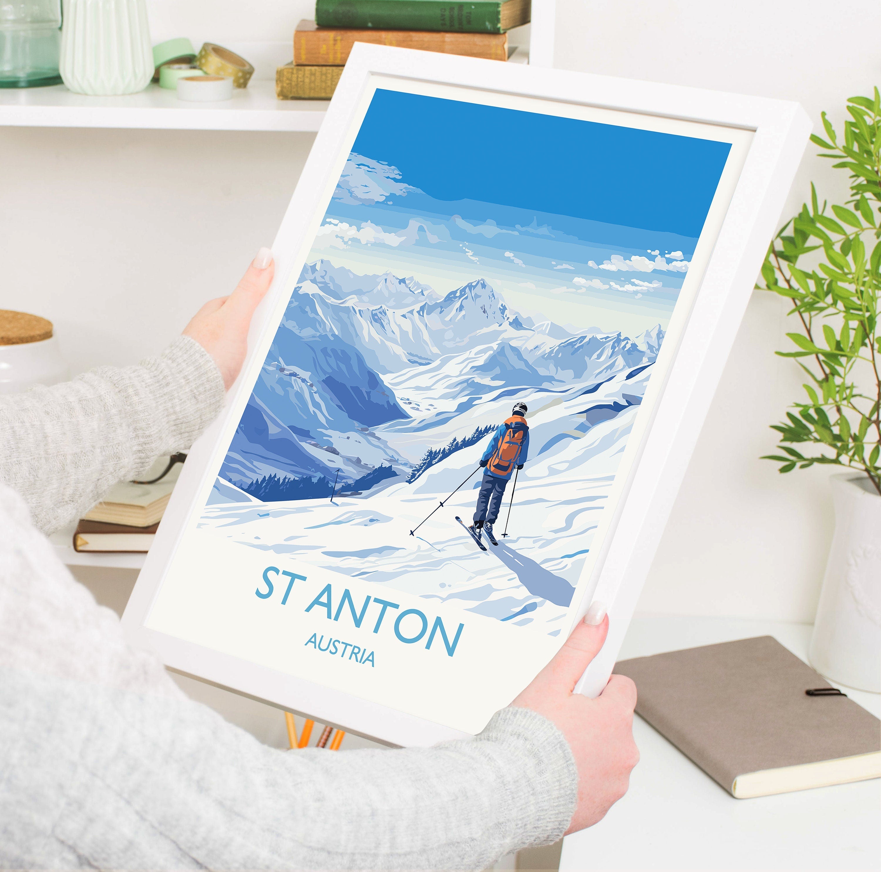 St Anton Wall Art Travel Poster, Travel Print of St Anton, Ski Poster, St Anton Art Gift, Austria Ski Art Travel Gift NQ Media Designs