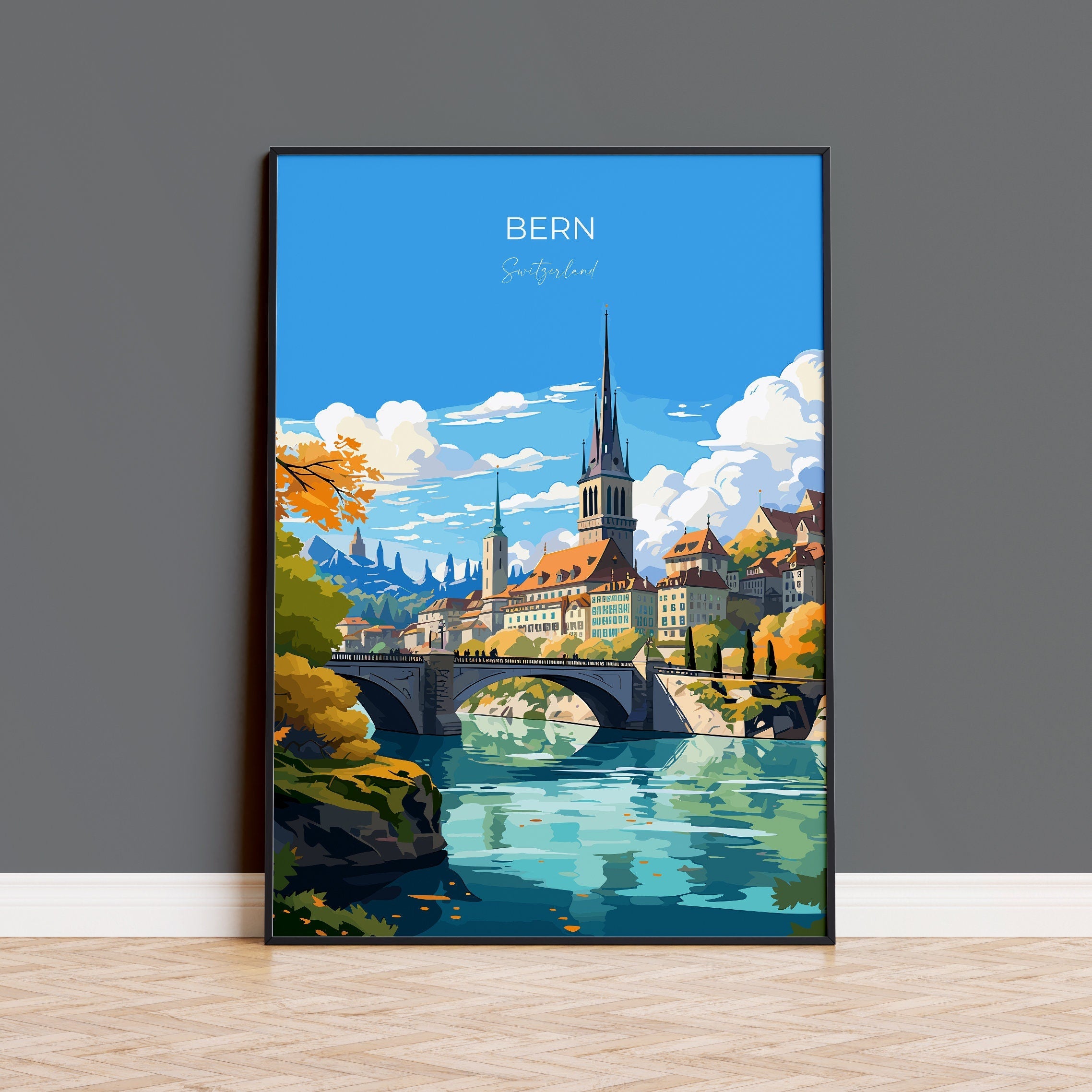 Bern Travel Print Wall Art, Travel Poster of Bern, Swiss Poster, Bern Art Gift, Switzerland Art Travel Gift NQ Media Designs