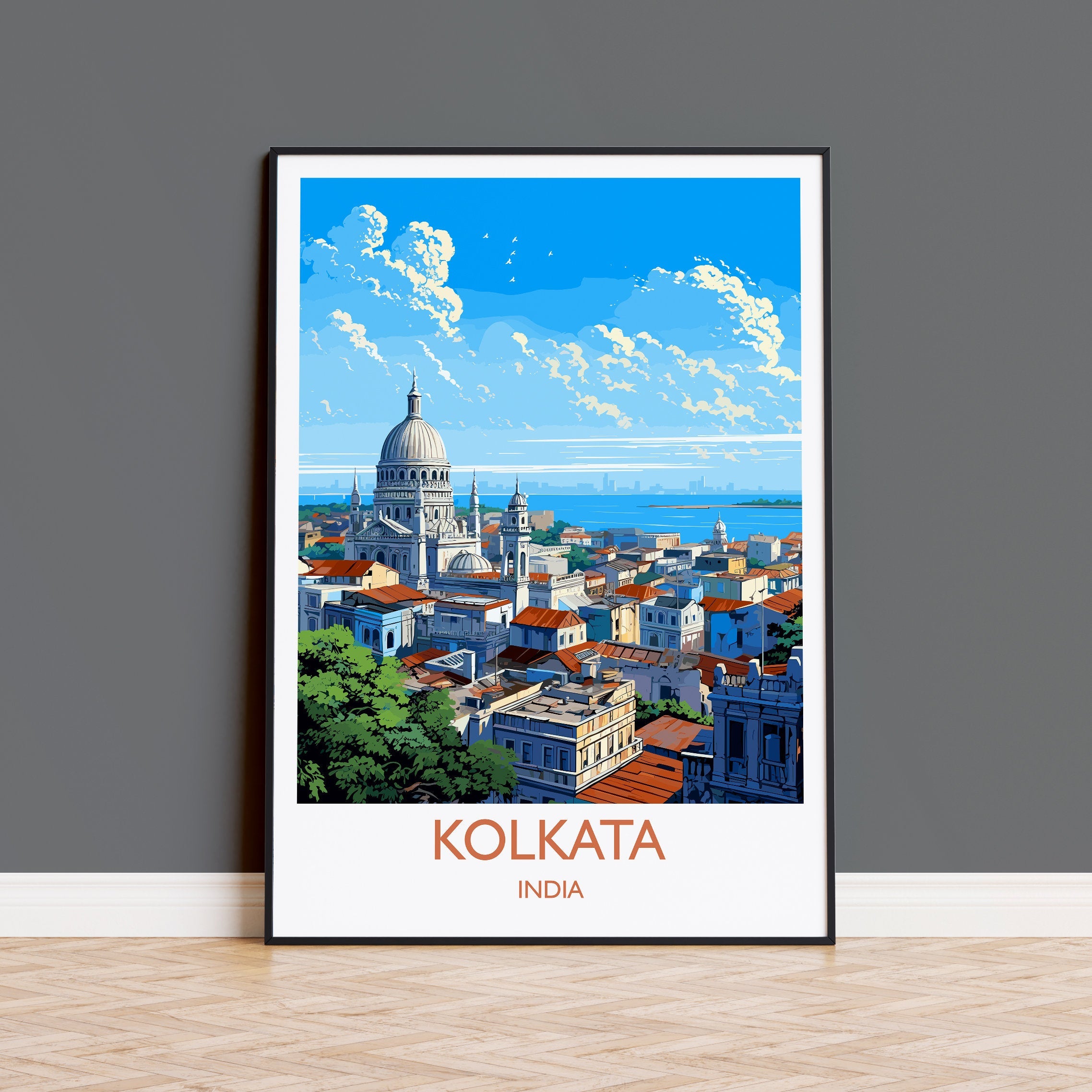 Kolkata Travel Print, Travel Poster of Kolkata, India, Kolkata Art Gift, Wall Art Print NQ Media Designs