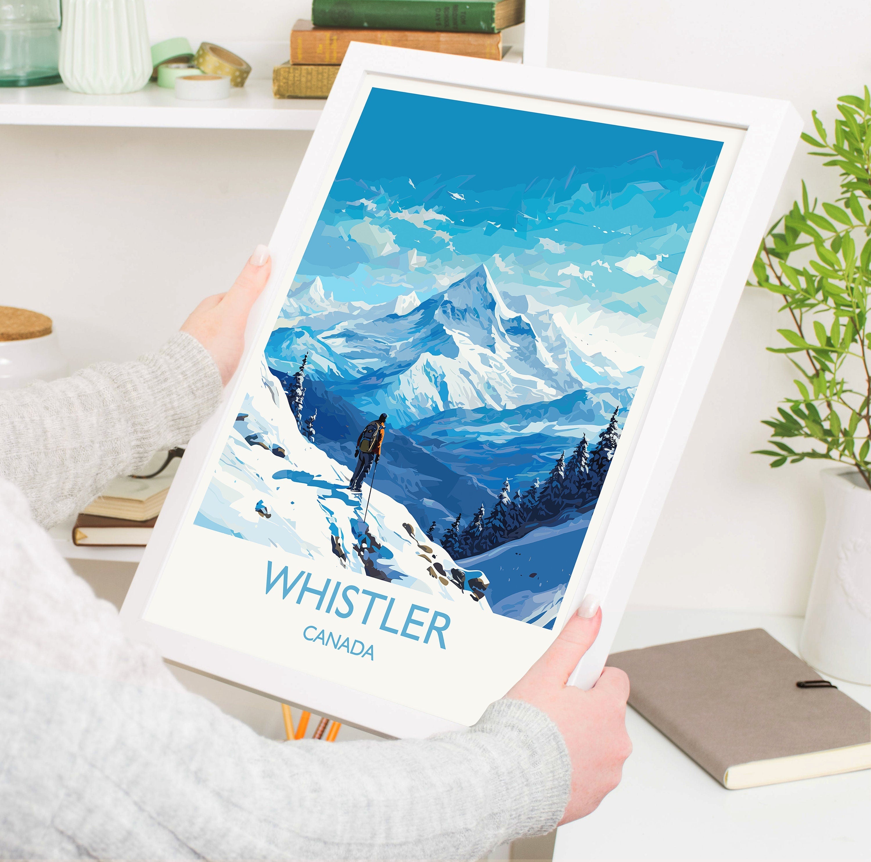 Whistler Wall Art Travel Poster, Travel Print of Whistler, Ski Poster, Whistler Art Gift, Canada Ski Art Travel Gift NQ Media Designs