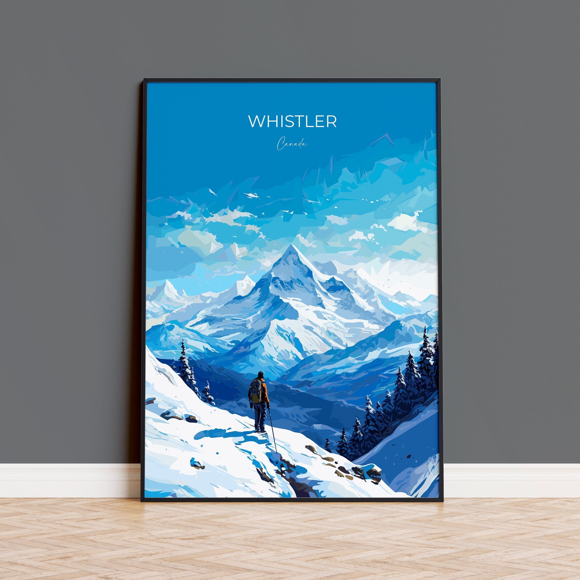 Whistler Wall Art Travel Print, Travel Poster of Whistler, Ski Poster, Whistler Art Gift, Canada Ski Art Travel Gift NQ Media Designs